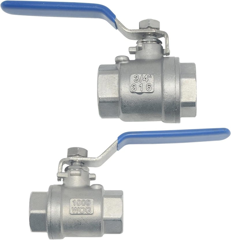 Varmhus NPT Female 316 Stainless Steel Full Port Ball Valve Vinyl Handle WOG1000 (3/4") - Image 3